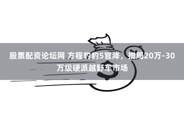 股票配资论坛网 方程豹豹5官降，搅局20万-30万级硬派越野车市场