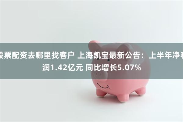 股票配资去哪里找客户 上海凯宝最新公告：上半年净利润1.42亿元 同比增长5.07%